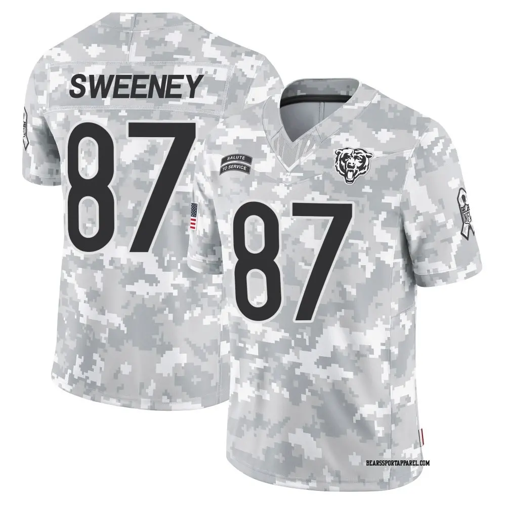 Limited Arctic Camo Men's Tommy Sweeney Chicago Bears 2024 Salute to Service Jersey