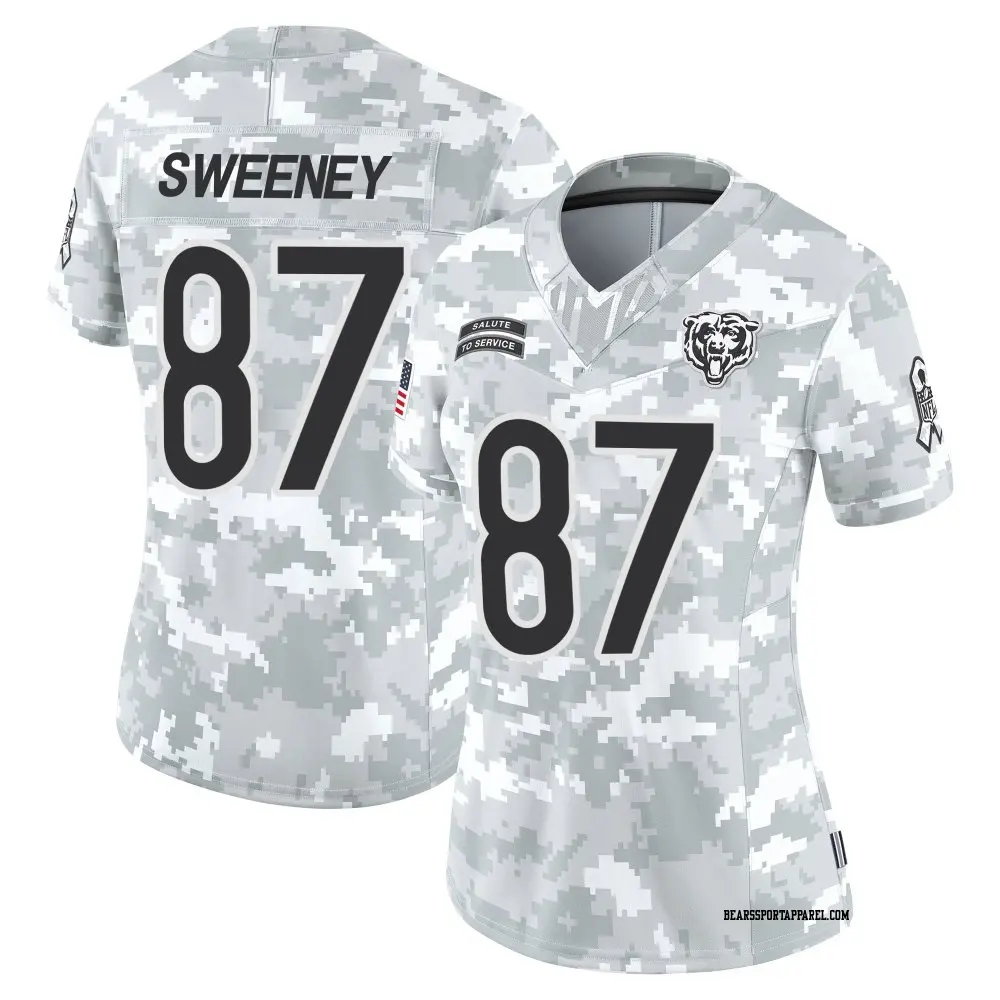 Limited Arctic Camo Women's Tommy Sweeney Chicago Bears 2024 Salute to Service Jersey